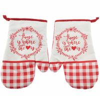 Rękawice kuchenne 18x27 z magnesem 2 szt. czerwono-biała kratka vichy