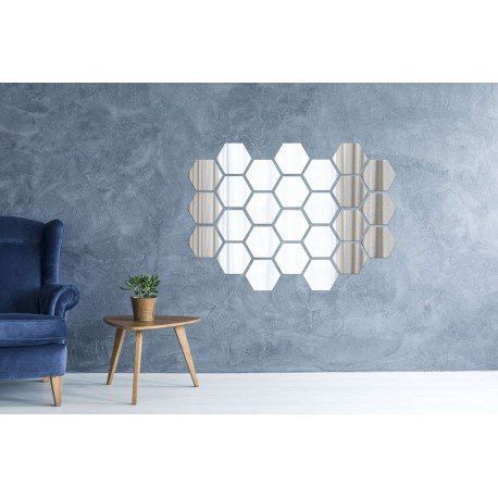 Dekoracyjne lustro akrylowe Hex - srebrne zdjęcie 5