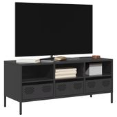 Szafka RTV, czarna, 101,5x39x43,5 cm, stal walcowana na zimno