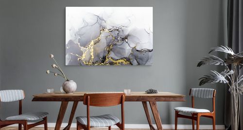 Obraz Ścienny MARMUR Abstrakcja Elementy Złota Akwarele 100cm x 70cm na Arena.pl