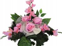 STROIKI NA CMENTARZ kompozycja stroik na grób kwiaty sztuczne w doniczce