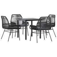 5-cz. zestaw mebli ogrodowych z poduszkami, czarny polirattan