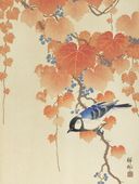 Plakat 75x100cm Great Tit on Branch, Koson Japoński Vintage do Salonu