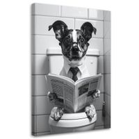 Obraz humorystyczny do łazienki i toalety, Pies w WC 70x100