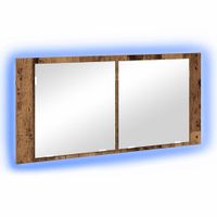 Lustro LED w szafce z półką Stare drewno 100 x 12 x 45 cm