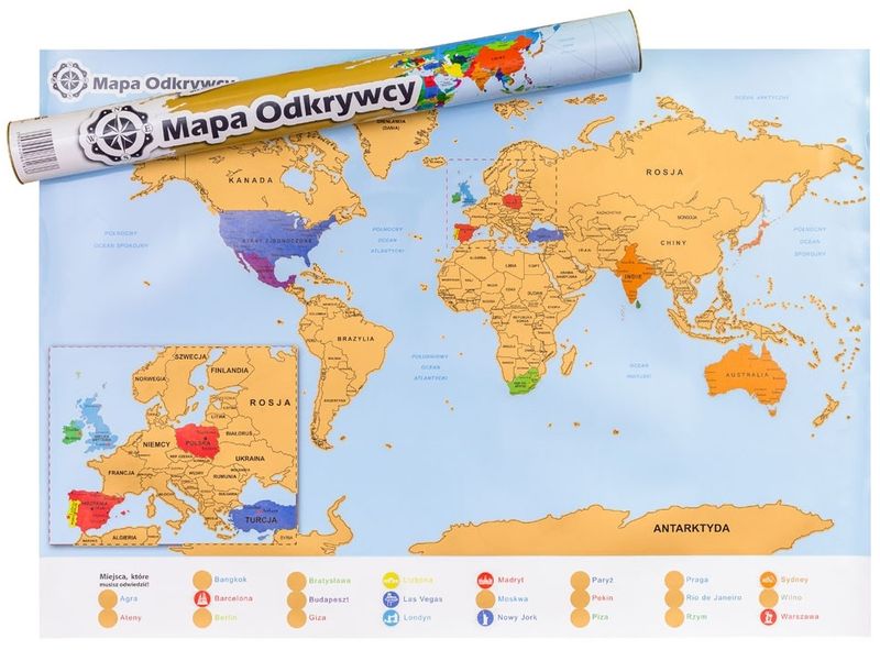 MAPA ODKRYWCY - ŚWIAT - ULEPSZONA ZDRAPKA zdjęcie 1