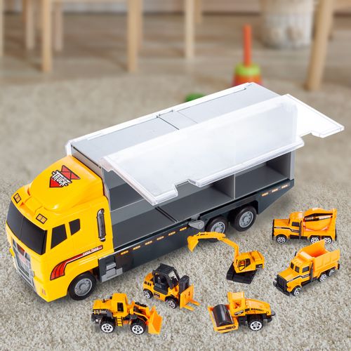 Ciężarówka Z Samochodami Pojazdami Auta 7 El. na Arena.pl