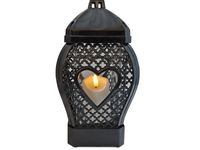 ZNICZ ZNICZE LAMPION NA GRÓB SERCE MAŁE RTN CZARNY+ŚWIECA LED