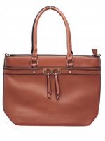 Erick Style - duża klasyczna torebka shopper brązowy rudy A0305