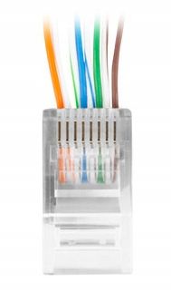 100 SZT. KOŃCÓWKI WTYK WTYKI RJ45 8P8C UTP KAT.5E CAT.5E PRZELOTOWE LANBERG na Arena.pl