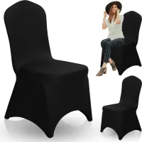 POKROWIEC ELASTYCZNY CZARNY NA KRZESŁO BANKIETOWE UNIWERSALNY CATERINGOWY