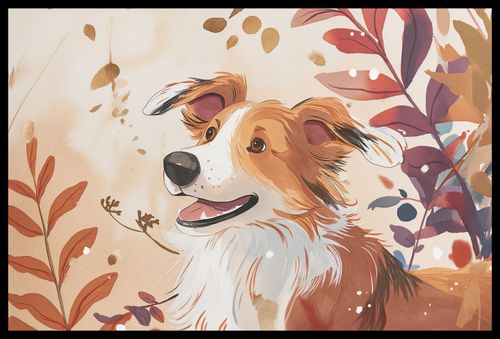 Plakat 60x40cm Collie Jesienną Porą na Arena.pl