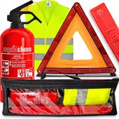 Gaśnica 1kg Trójkąt Ostrzegawczy Kamizelka Samochodowa Torba Etui Organizer