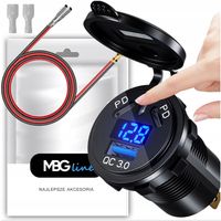 Szybka Ładowarka Motocyklowa Samochodowa 3x USB Woltomierz 63W TYP-C