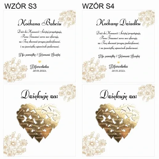 PODZIĘKOWANIE Z OKAZJI KOMUNII ŚWIĘTEJ DLA CHRZESTNYCH DZIADKÓW PUDEŁKO 3D zdjęcie 4
