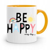 Kubek Żółty Dzień Dziecka Be Happy Every Day Z Nadrukiem Ze Zdjęciem
