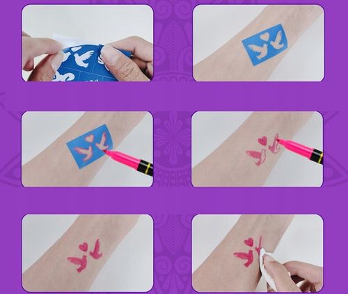 Tatuaze Dla Dzieci Tatuaze Zmywalne Dla Dzieci Szablony + 10x Flamastry na Arena.pl