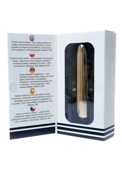 Stymulator-Rechargeable Powerful Bullet Vibrator USB 20 Functions - Gold zdjęcie 5