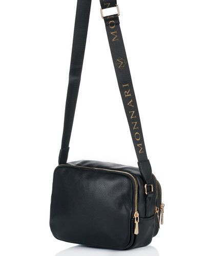 MONNARI Torebka na ramię LISTONOSZKA Pojemna DWUKOMOROWA PASEK LOGO PREMIUM na Arena.pl