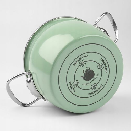 Zestaw garnków emaliowanych 2,3L 3L 4L 5L seledynowe INDUKCJA GAZ MARYNA na Arena.pl