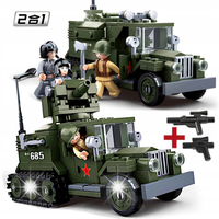 Klocki CIĘŻARÓWKA GAZ-60 TRANSPORTER Wojska,działo,moździerz+2 sztLEGO BROŃ
