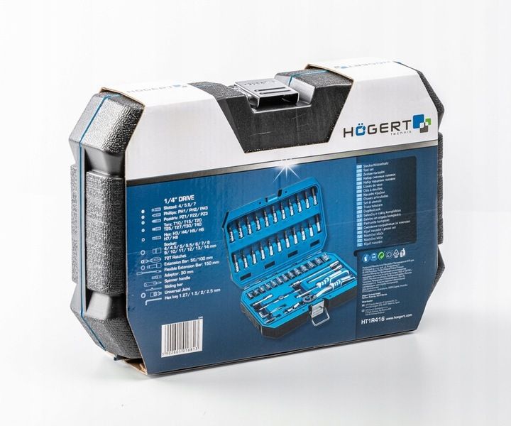 HOGERT ZESTAW KLUCZY NASADOWYCH 1/4" NASADKI BITY KLUCZE NASADOWE 46 szt. zdjęcie 4