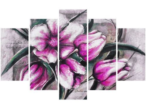 70 100CM OBRAZ 5 ELEM KOMPOZYCJA TULIPANÓW DRUK PŁÓTNO na Arena.pl