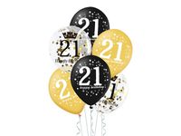Zestaw balonów na urodziny z cyfrą "21", 12 cali, 6 szt. [balony na hel]
