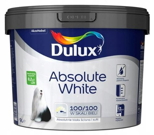 Farba Dulux Absolute White do ścian i sufitów 9L na Arena.pl