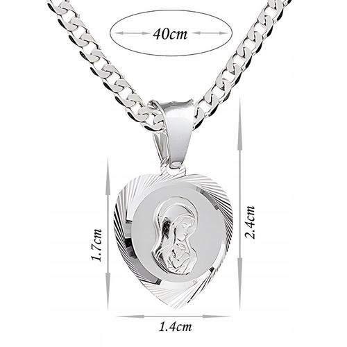 Srebrny łańcuszek komunijny 40 cm 925 i medalik Matka Boska dla chłopca na Arena.pl