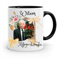 Kubek Czarny Śmieszny Pis Jarosław Kaczyński Z Nadrukiem Ze Zdjęciem