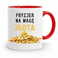 Kubek Czerwony Fryzjerki Fryzjer Na Wagę Złota Z Nadrukiem Ze Zdjęciem