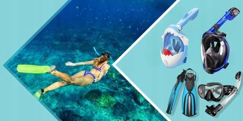 Maska Pełnotwarzowa Do Nurkowania Snorkelingu Dla Dzieci z Rurką XS OceanX na Arena.pl