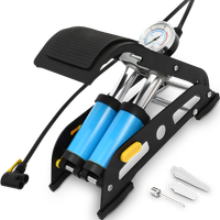 POMPKA NOŻNA DWUTŁOKOWA METALOWA SAMOCHODOWA ROWEROWA MOCNA PORZĄDNA