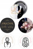 5 szt Metalowe Przypinki Butony Z NADRUKIEM z agrafką na WESELE ŚLUB