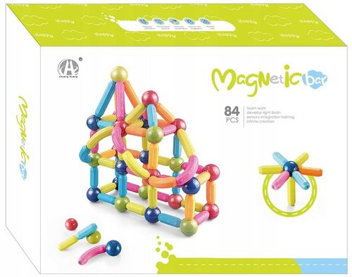 KLOCKI MAGNETYCZNE EDUKACYJNE DUŻE 84 ELEMENTY KONSTRUKCYJNE ZESTAW na Arena.pl