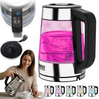 CZAJNIK ELEKTRYCZNY SZKLANY 1,7L 2200W REGULACJA TEMPERATURY LED LCD