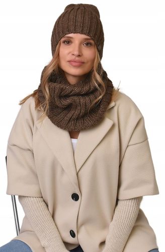 damski Komplet brązowyi zimowy CZAPKA Z KOMINEM ciepły ZESTAW polski Be4 na Arena.pl