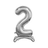 balon foliowy b&c cyfra stojąca 2, srebrna, 74cm