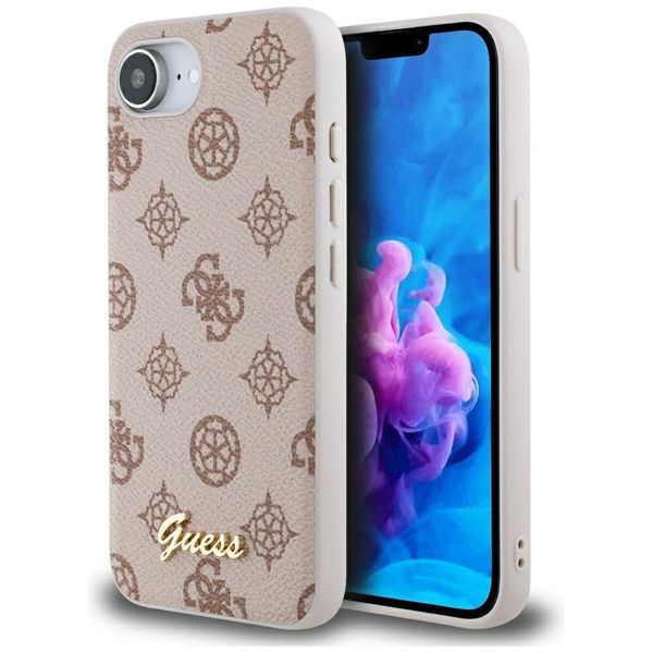 etui guess peony script logo magsafe do iphone 16e brązowy zdjęcie 1