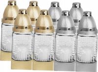 ZNICZE SZKLANE 8 SZT 20 CM BIAŁE LAMPIONY NA GRÓB Z WKŁADEM DŁUGIE