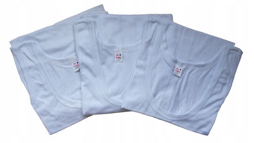 PODKOSZULKA KOSZULKA MĘSKA 100 % BAWEŁNA GŁADKA BIAŁA OKRĄGŁY - M na Arena.pl