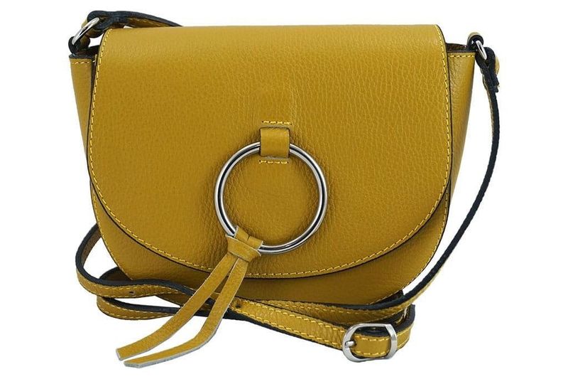 Damska skórzana listonoszka włoska - Chabrowa zdjęcie 3