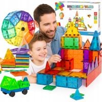 KLOCKI MAGNETYCZNE KONSTRUKCYJNE 3D EDUKACYJNE MAGNETIC TILES 106el PREZENT