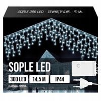 Lampki Sople Białe Choinkowe Świąteczne Zewnętrzne Zimne Flash 300 Led