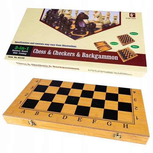 Gra Szachy Warcaby Backgammon 3W1 Drewniane Klasyczne Duże Tryktrak na Arena.pl