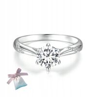 Pierścionek Moissanit 6,5 mm 1 karat srebro 925 rozmiar 22 PL