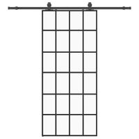 Drzwi przesuwne z zestawem okuć czarne 90x205 cm ESG szkło