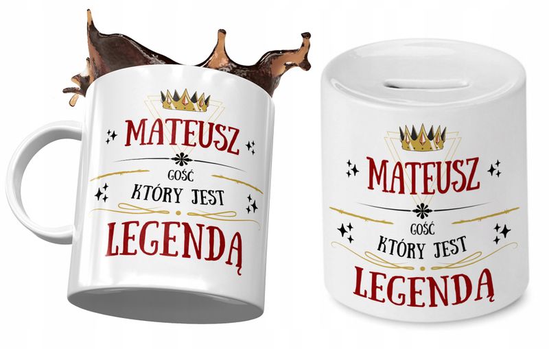 Dla Mateusza Zestaw Kubek + Skarbonka Na Prezent Z Nadrukiem Ze Zdjęciem zdjęcie 1