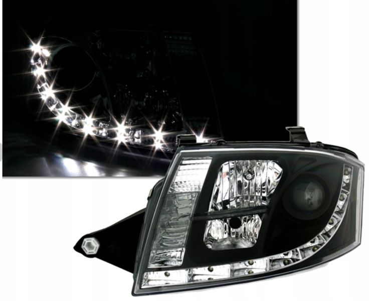 LAMPY REFLEKTORY AUDI TT (8N) OD 1999 DO 2006 DAYLIGHT LED BLACK SILNICZKI zdjęcie 3
